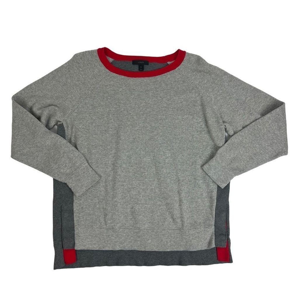 J. Crew Gray Sweatshirt with Red Trim
